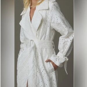 Anthropologie Avec Les Filles White Eyelet Trench Coat